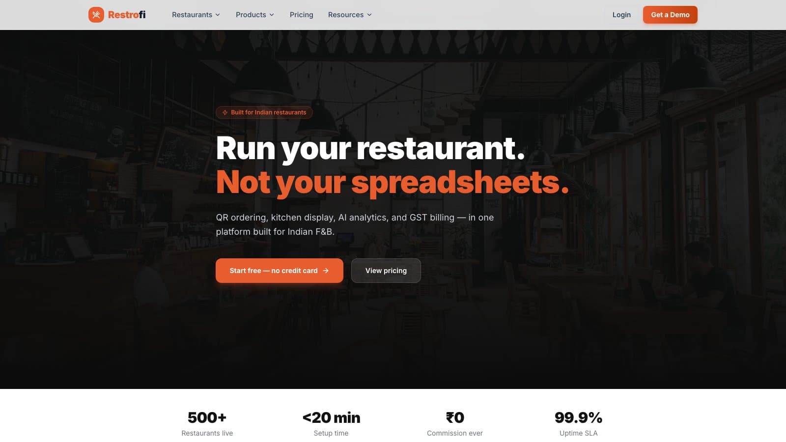 Restrofi — Restaurant Management Platform with QR Ordering & AI Analytics product screenshot